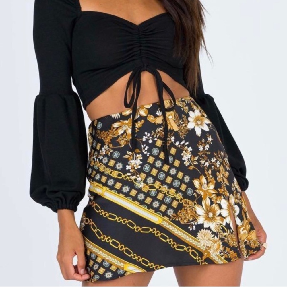 Princess Polly Black/Gold Mini Skirt